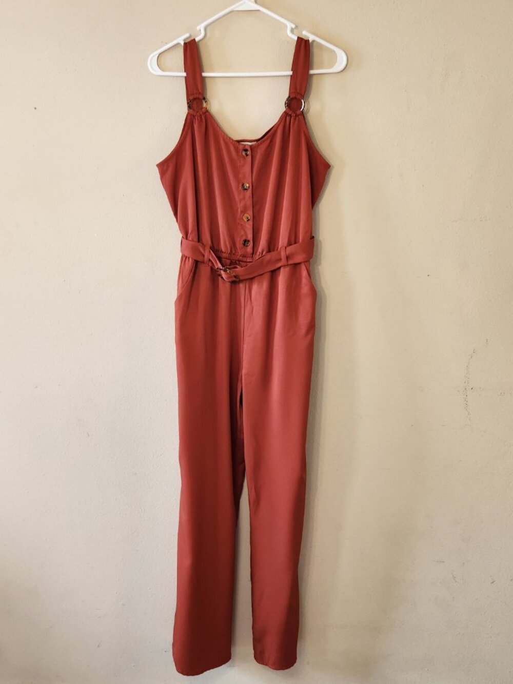 Ivory Love, Young Contemporary, Rust colored overalls, Size Large